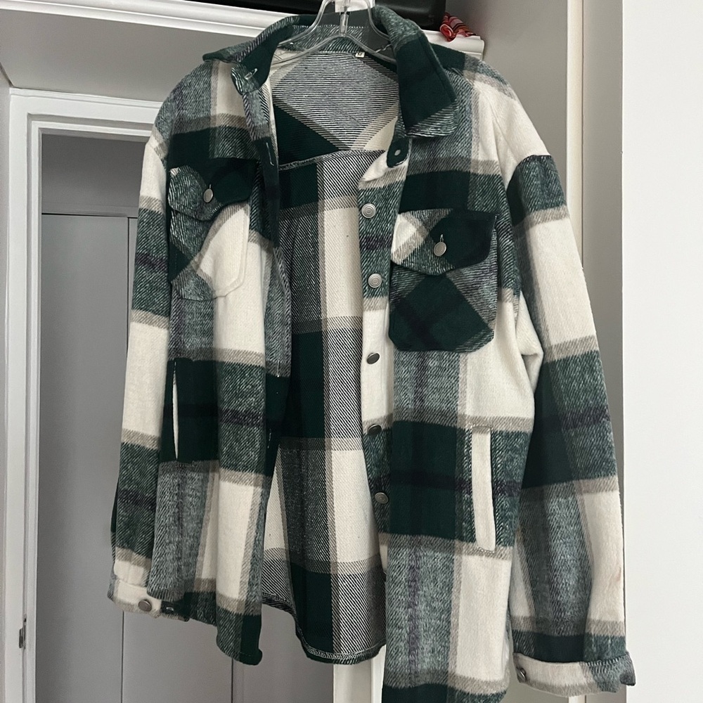 Green and White Plaid Jacket